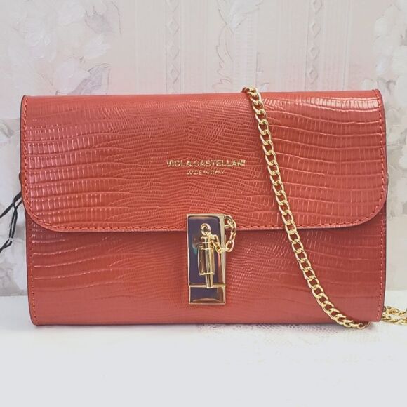 Viola Castellani Chain Crossbody Leather Bag NWT - Picture 4 of 5